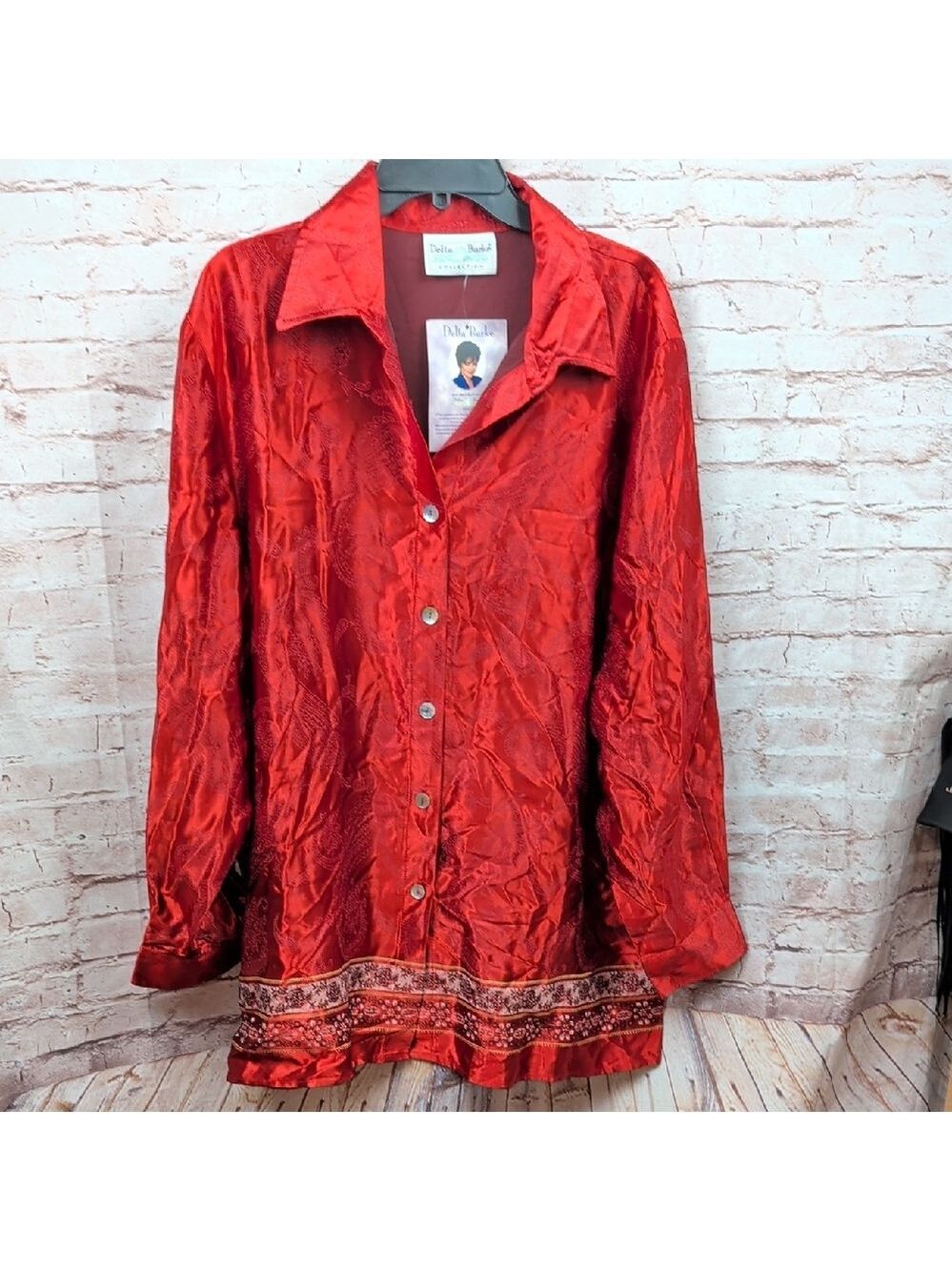 Delta Burke Vintage Women's Red Button-Up Top 2x Nwt New